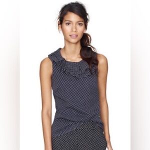 J. Crew Gabby Navy polka dot Ruffle silk Blouse
